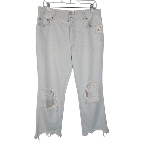 We The Free Free People Maggie Mid Rise Distroyed Frayed Hem Jeans 30 NWT - Picture 1 of 5